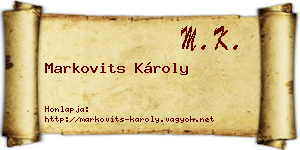Markovits Károly névjegykártya